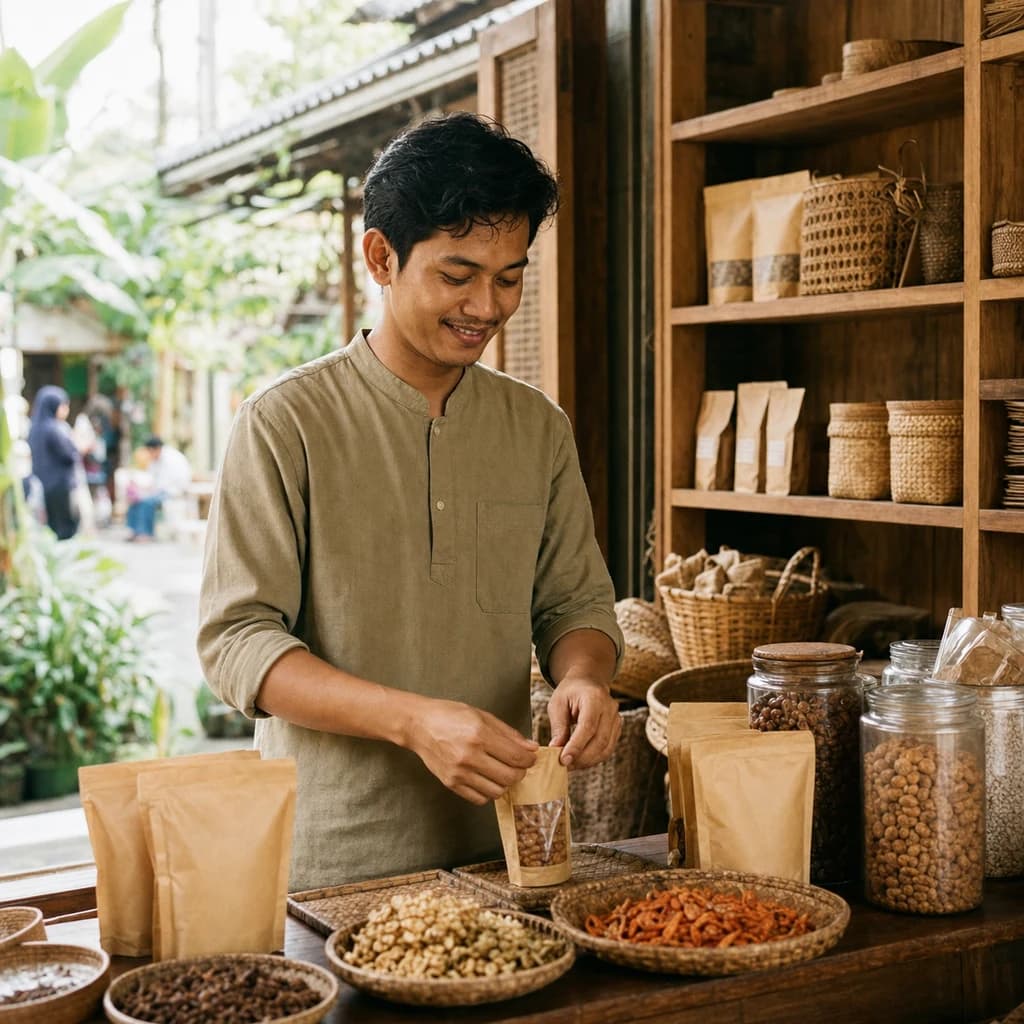 Pelaku UMKM lokal Wates mengemas produk pangan lokal